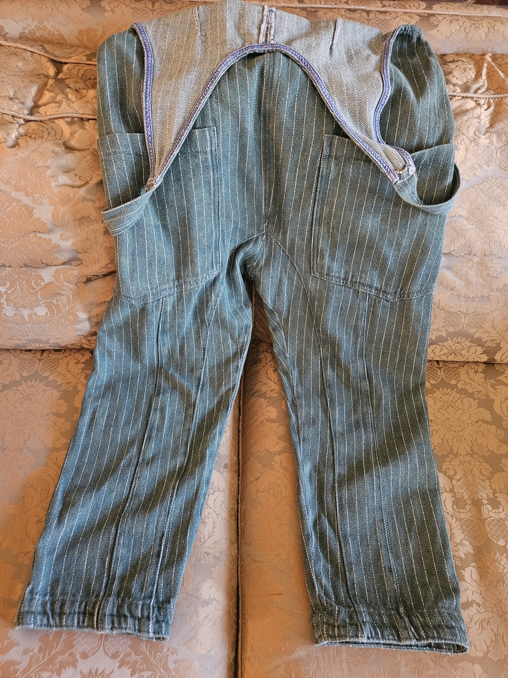NWOT We The Free Green Pinstripe Linen-Blend Overalls Jumpsuit - Picture 16 of 16